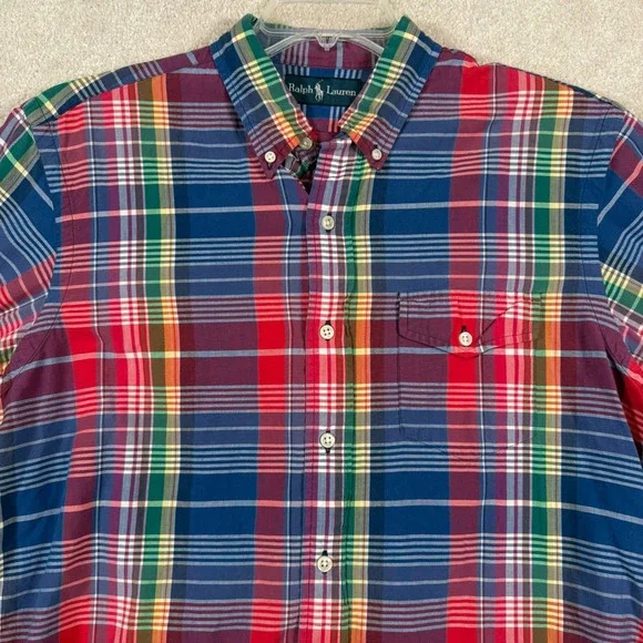 Ralph Lauren Multicolor Plaid Button Down Work Shirt Long Sleeve Mens Large - Picture 2 of 8